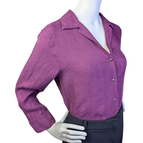 Vintage 100% Linen Lauren Ralph Lauren Herringbone Button Up Shirt, Women's S/M - Picture 5 of 9